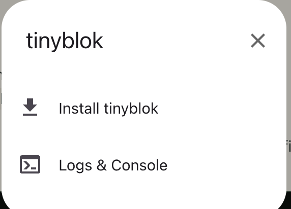 esp-web-tools dialog with Install tinyblok option